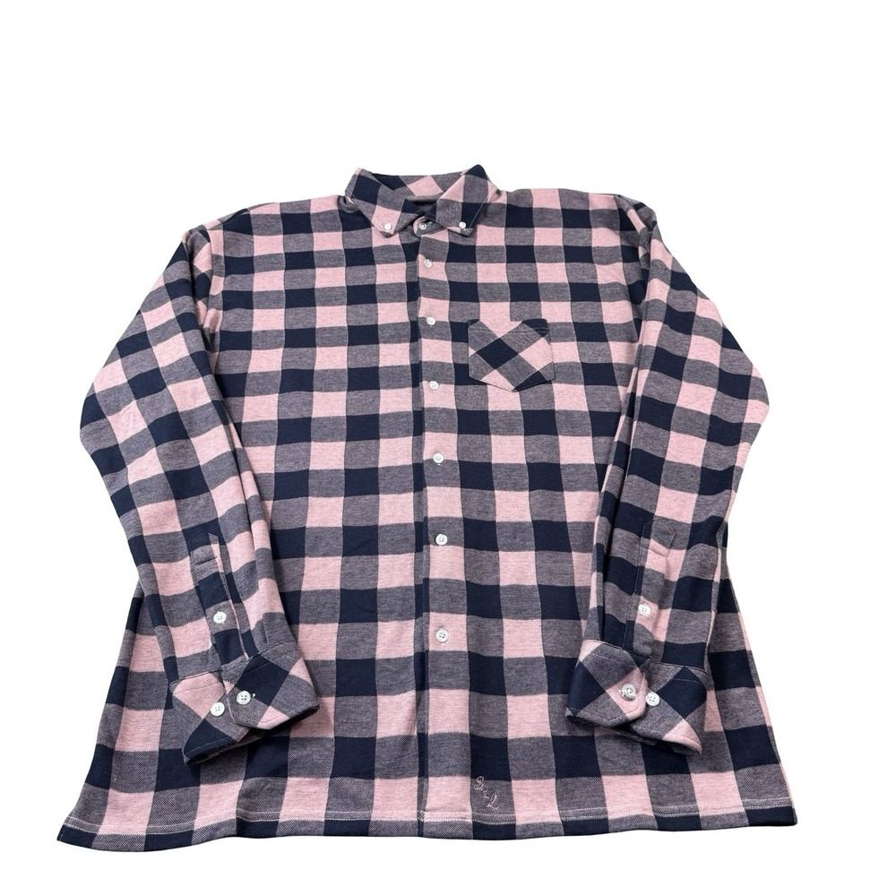 State & Liberty Pink Blue Checked Flannel Mens L/S Button Front Size 3XL XXXL